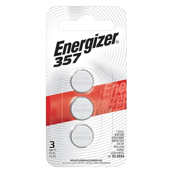 Energizer Energizer Silver Oxide 303/357 1.5 V Electronic/Watch Battery 3 pk 357BPZ-3N - main